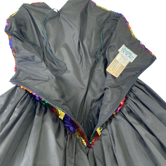 Vtg 80s J Reynolds Womens Formal Dress | 5/6 | Rainbow Sequins | 80s Valley Girl - Picture 5 of 10